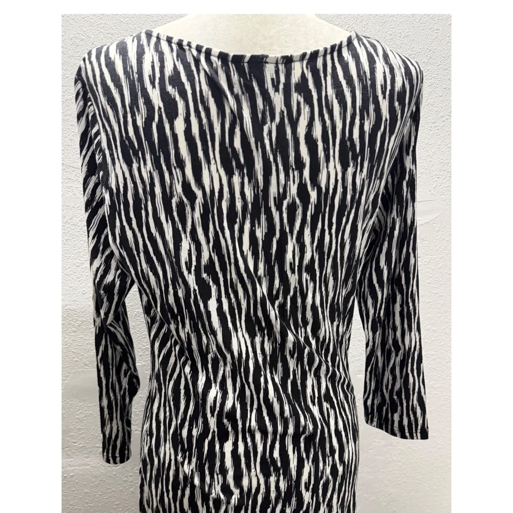 Pendleton Womens Black White Zebra Print Asymmetrical Neck Sheath Dress L